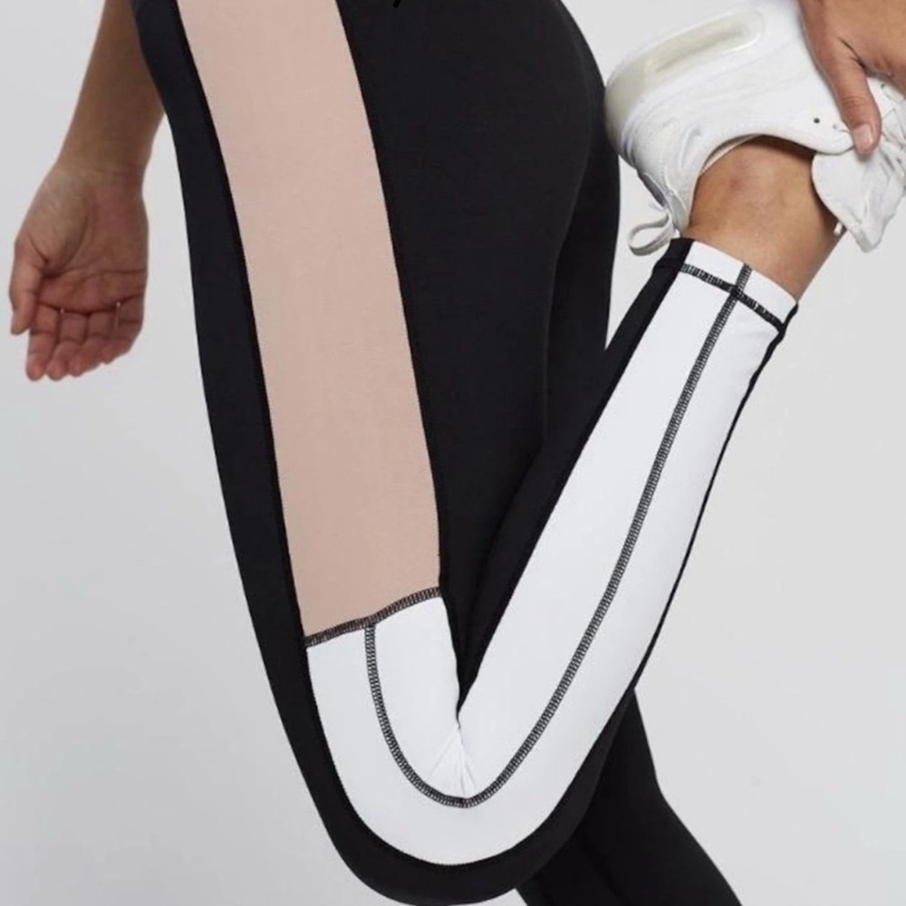 Allfenix Heidi Colorblock 7/8 Leggings Tights Black/Rose/White Combo Size L - Picture 2 of 9